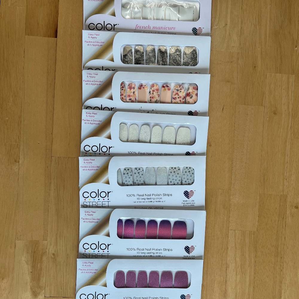 Lot of 7 Color Street Nail Strips Till The Glitter End,  Lacey Business & More